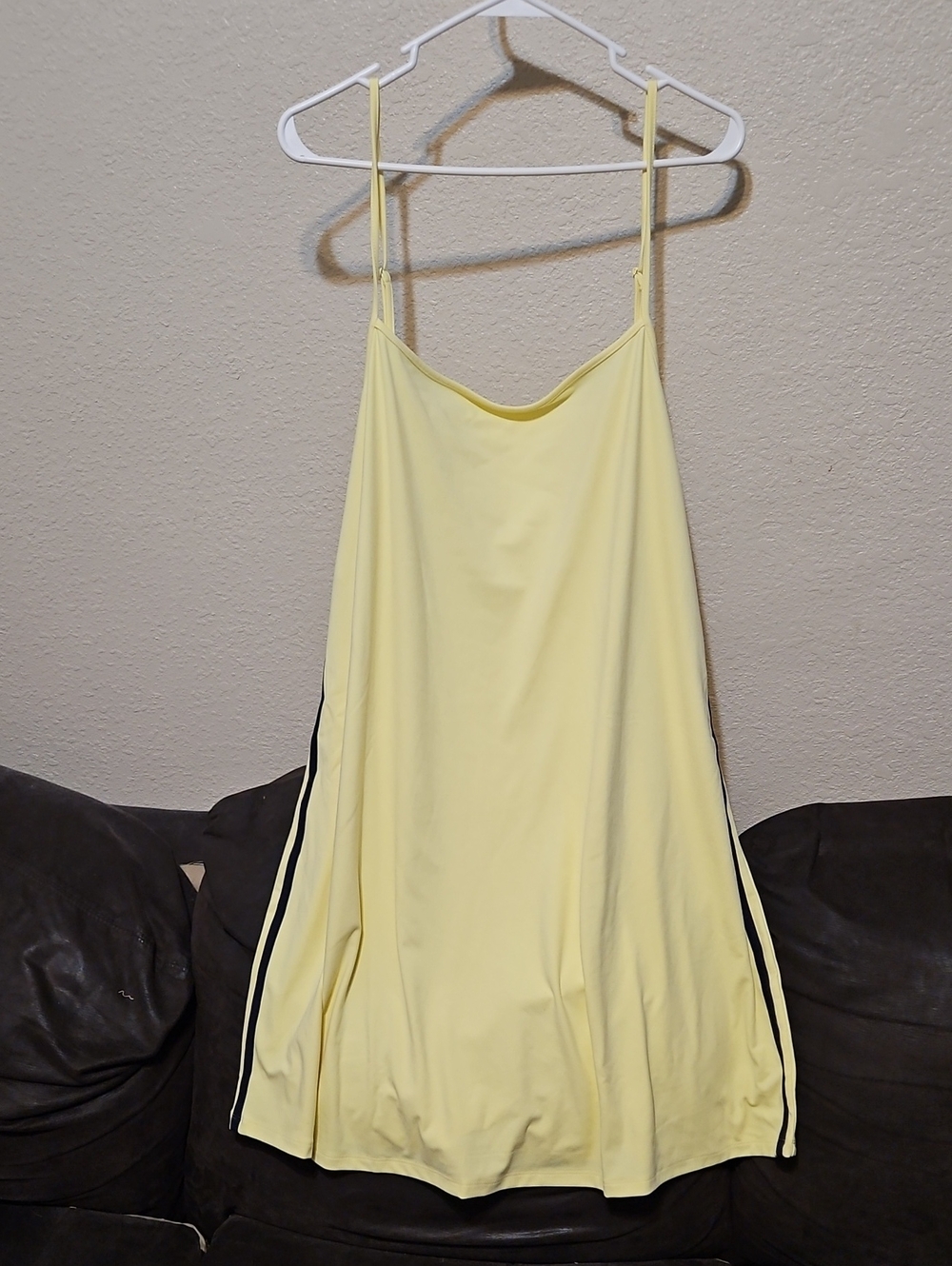 wild fable Pale Yellow Midi Dress with Black Side Stripes